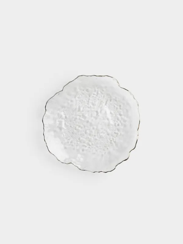 Dish, 26 cm, glass, with silver edging, Nautilus silver, image-0