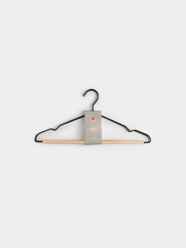 Hanger, 42 cm, 3 pieces, metal / wood, black, Attic, image-5