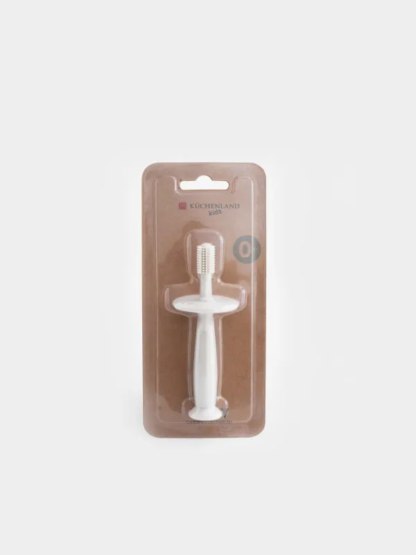 Dental brush with limiter, children's, 12 cm, silicone, beige, Kiddy, image-3