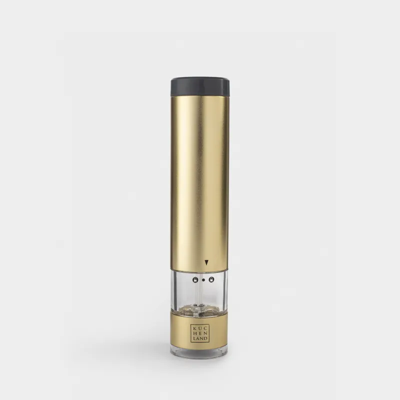 Spice mill, 22 cm, Electric, metal / plastic, LED W, Golden, Piquant