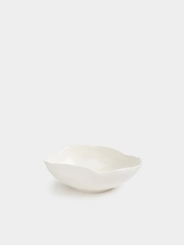 Fruit bowl, 27x9 cm, ceramic, milk, speckled, Uneven edge, Delicia, image-1