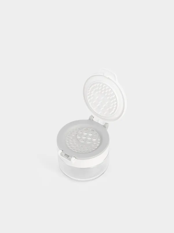 Spice container, 5 cm, with double lid, glass/plastic, grey, Comfort light, image-1