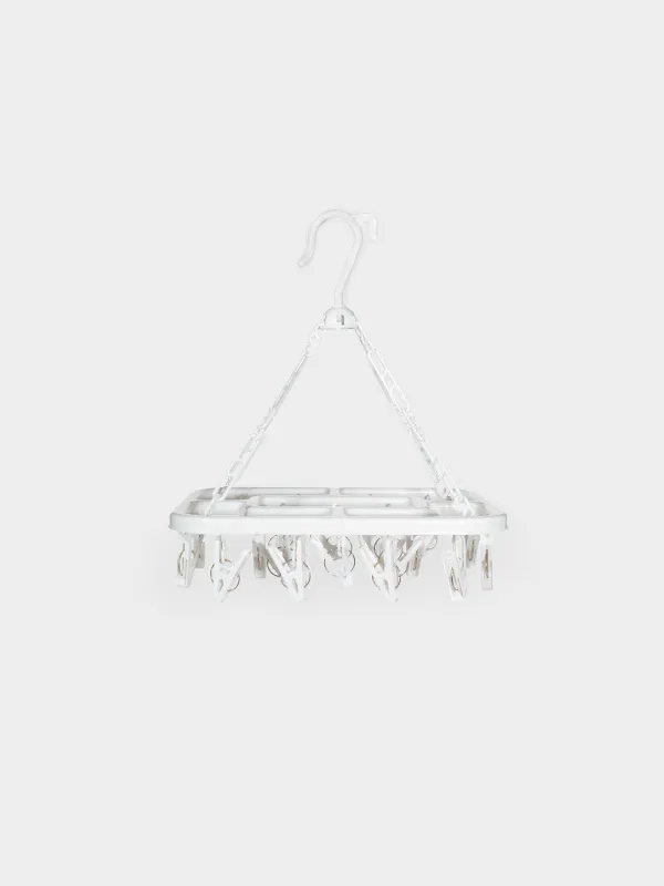 Sock and underwear dryer, 20 clothespins, hanging, plastic, Grey, Compact, image-0