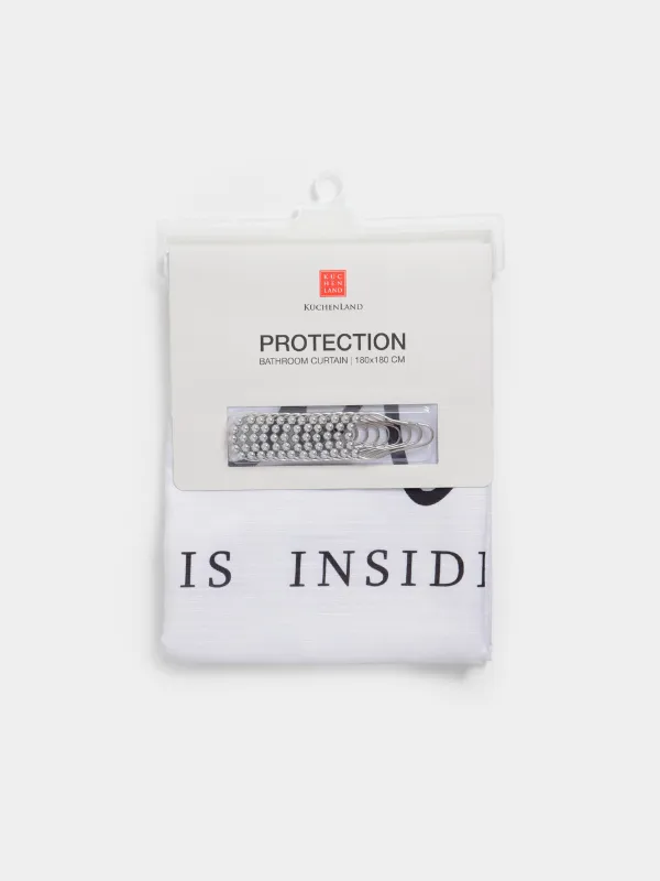 Bathroom curtain, 180x180 cm, with rings, polyester / metal, white, Beauty, Protection, image-0