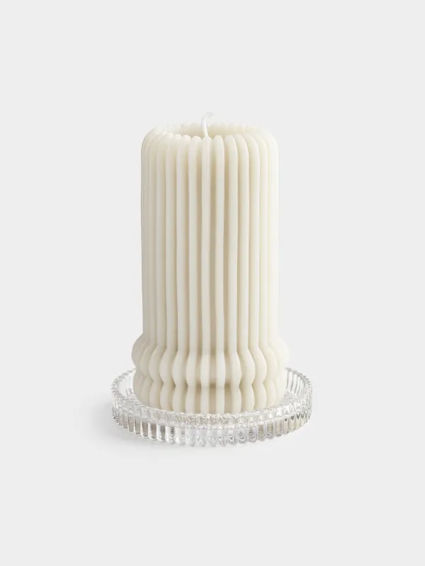 Candle holder, 9 cm, for cylindrical candle, glass, Ribby, image-4