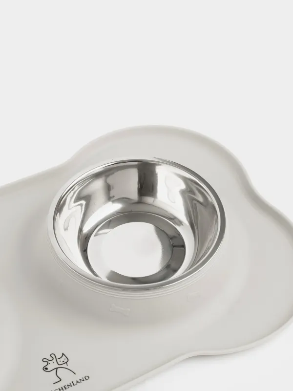 Pet bowl, 44x26 cm, 370 ml, double, on stand, steel / silicone, gray, Favorite pet, image-4