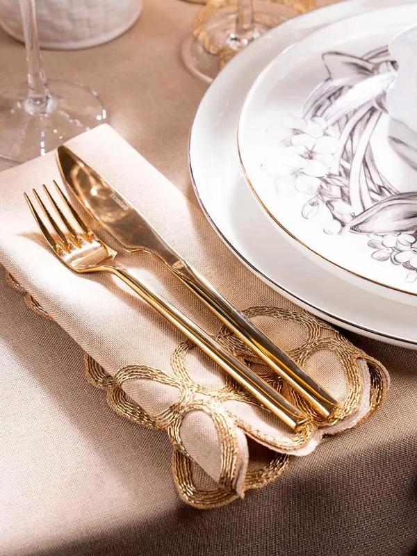 Silverware, 6 pers, 24 pr, steel, gold, Dublin, image-7