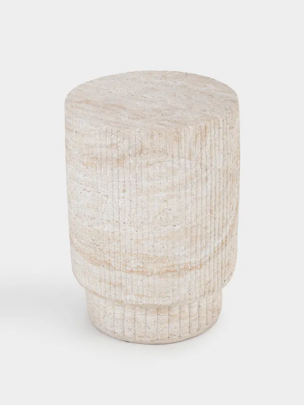 Coffee table, 47x34 cm, magnesium / fiberglass, round, beige, Antic, image-1