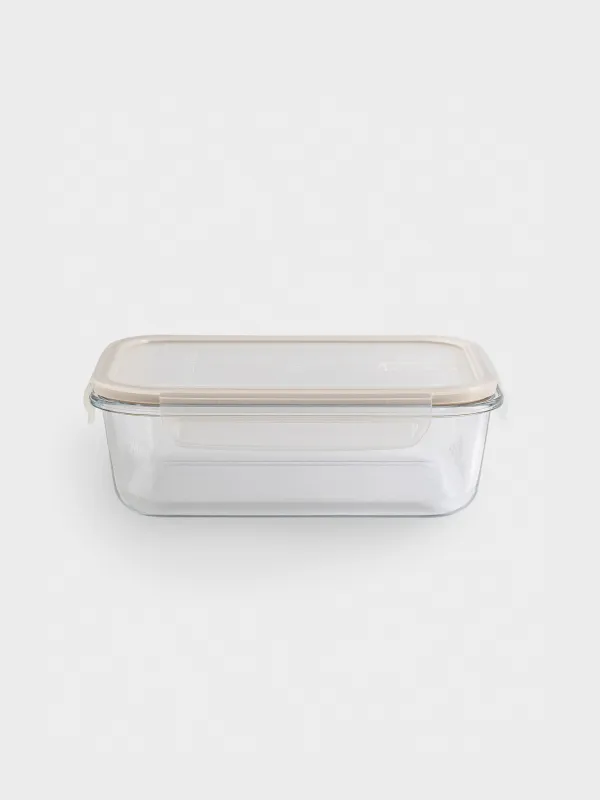 Container, 1.5 l, with clips, with valve, glass T, rectangular, Soft kitchen, image-0