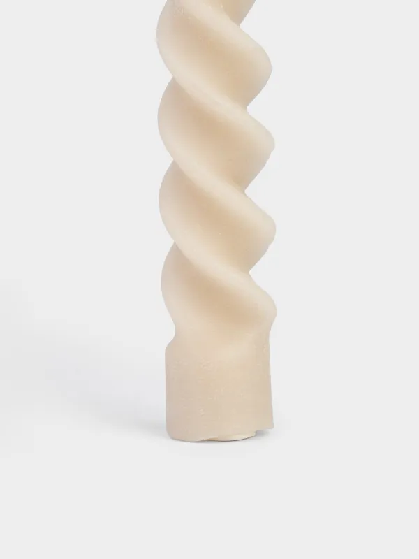 Candle, 20 cm, thin, beige, Spiral, Spiral shape, image-2