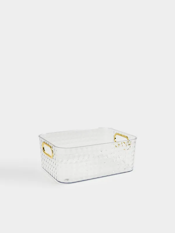 Organizer box, 27x21x10 cm, household, with gold handles, plastic, Kandy, image-1