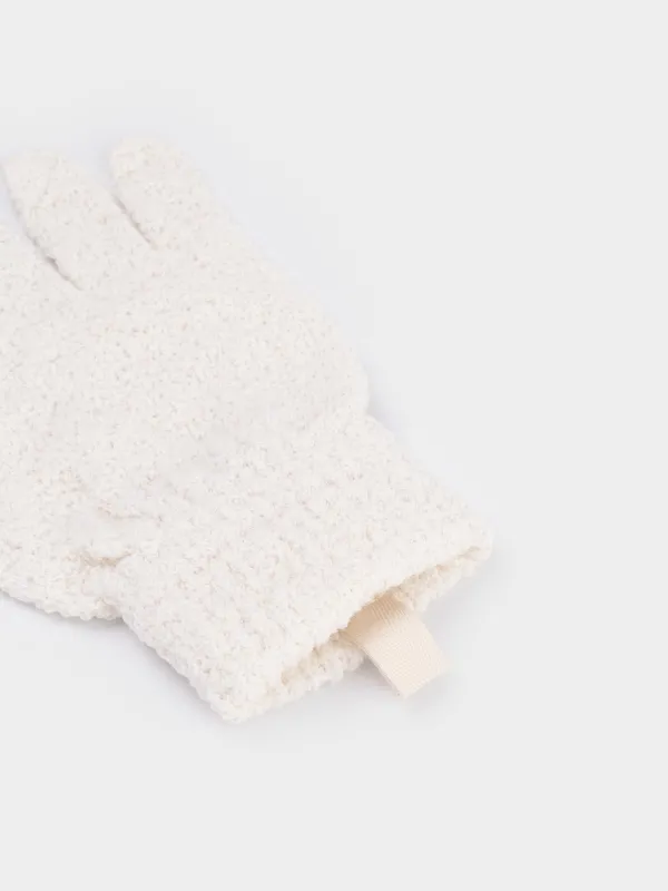 Body wash glove, 21 cm, 2 pcs, exfoliating, polyester, milk, Unique spa, image-3