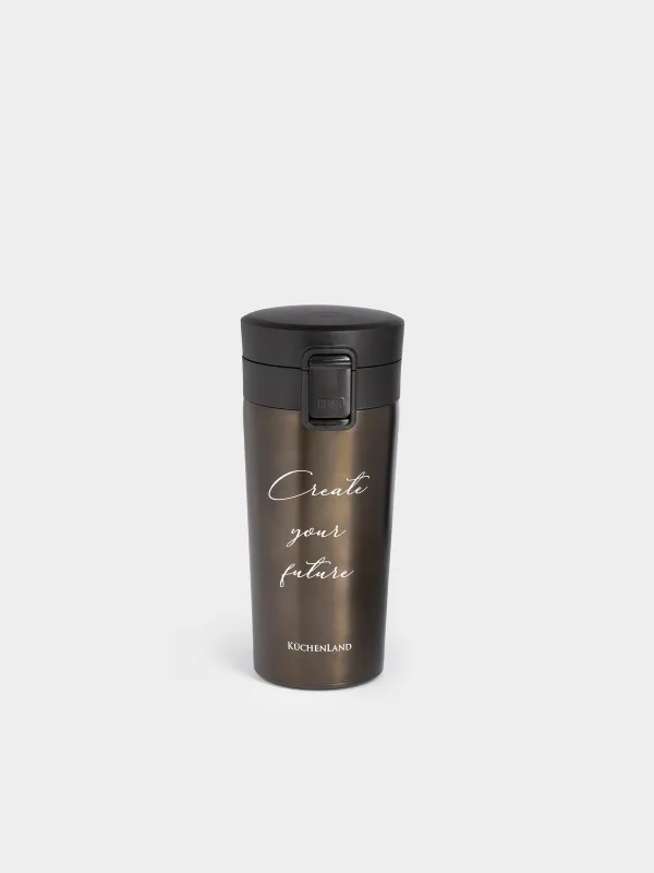 Thermo mug, 380 ml, steel / plastic, graphite, matte, Create your future, Voyage, image-0