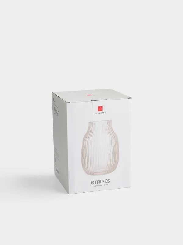 Flower vase, 24 cm, glass, beige, Stripes, image-5