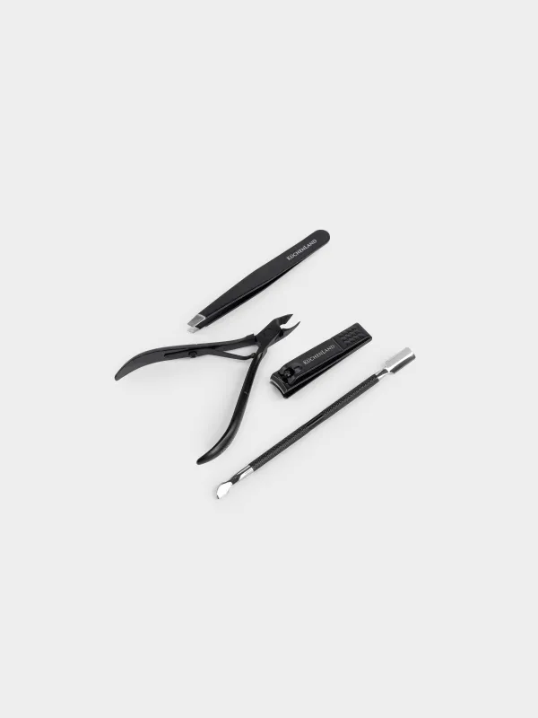 Manicure set, 4 items, steel, black, Manicure black, image-1