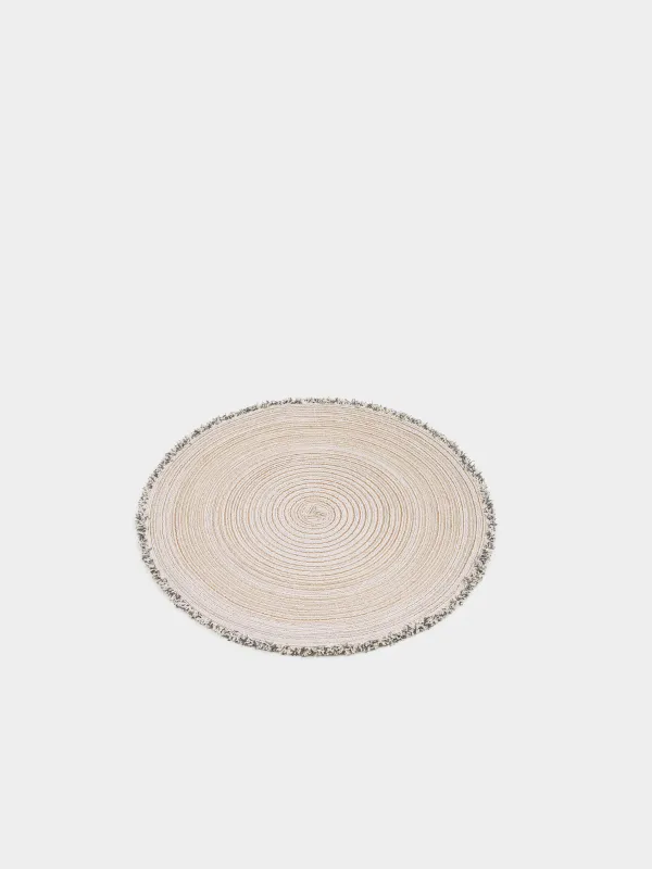 Instrument napkin, 38 cm, with fringe, polyester, round, beige, Rotary, image-1