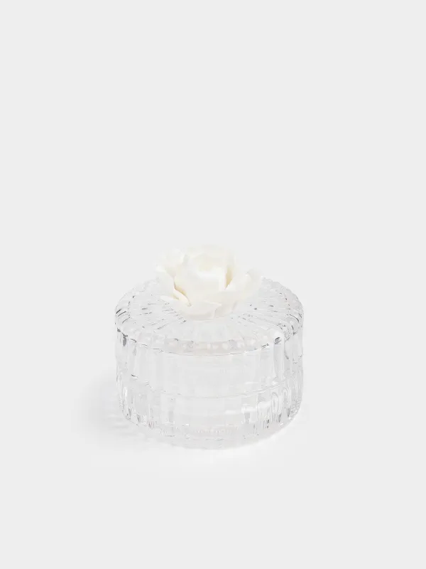 Storage container, 8x9 cm 150 ml, glass / porcelain P, Flower, Rose, image-1
