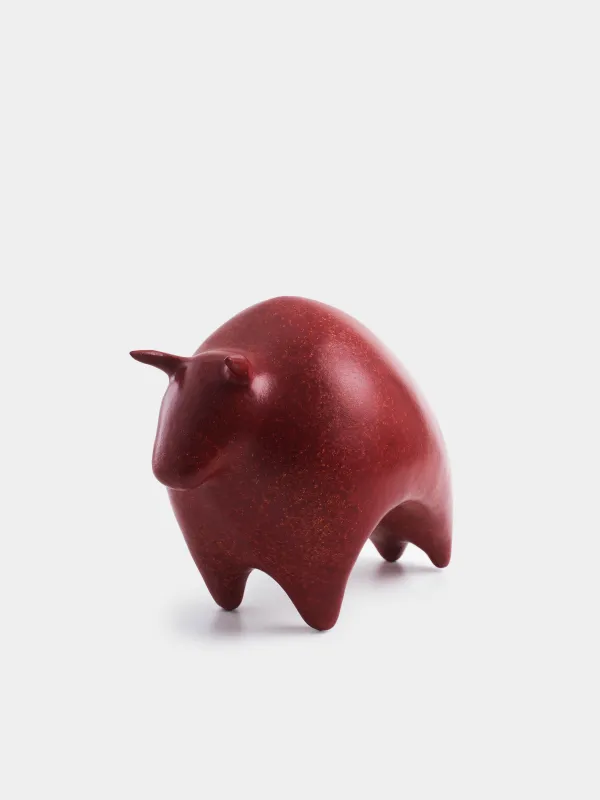 Statuette, 21 cm, polyresin, red, Bull, Art modern, image-0