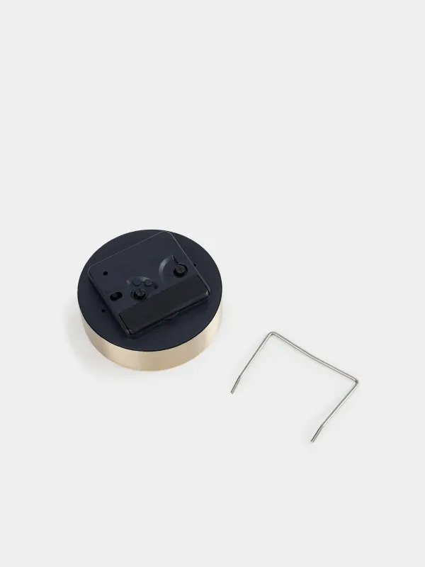 Alarm clock, 9 cm, metal / glass, round, black and white, Dial, image-3