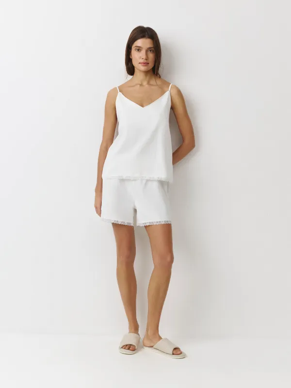 Women's top, homewear, size L, with straps, cotton, blue, Mirandea, image-0