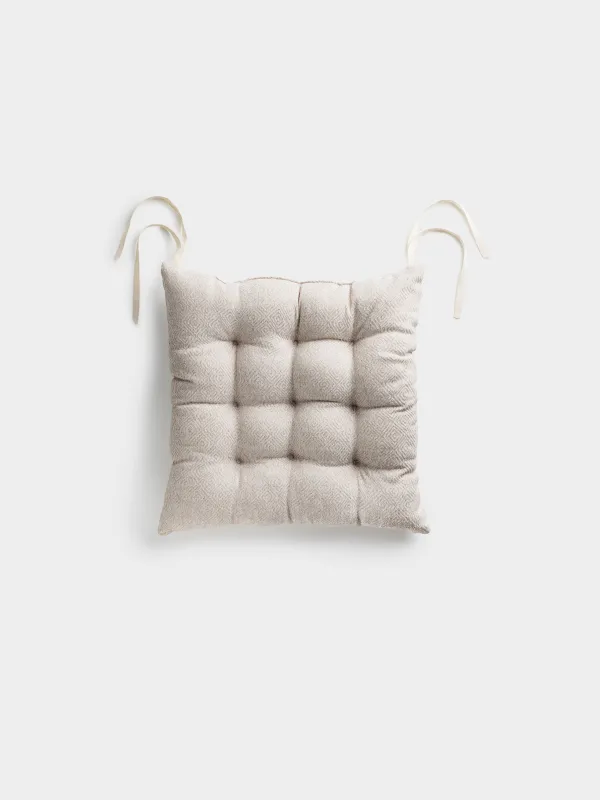 Chair cushion, 40x40 cm, with drawstrings, polyester, square, Beige, Rhombus, Rhombic, image-3