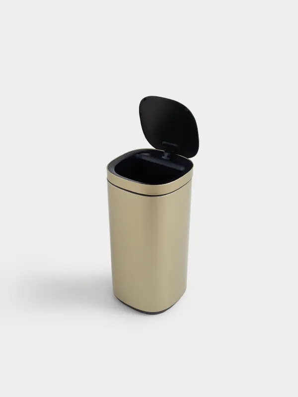 Trash can, 40 l, touch-sensitive, steel/plastic, gold, Sensor bin, image-2