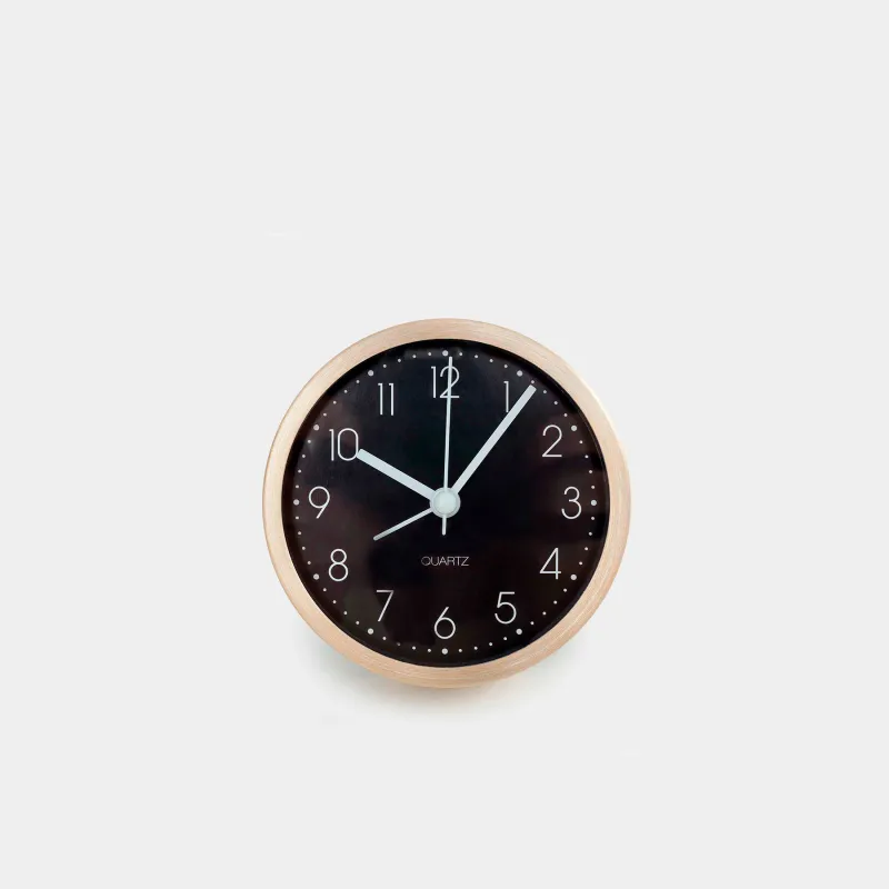Alarm clock, 9 cm, metal / glass, round, black and white, Dial