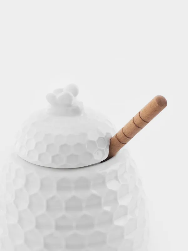 Honey jar, 400 ml, with spoon, porcelain P / Bamboo, Honeycomb, Honey , image-2