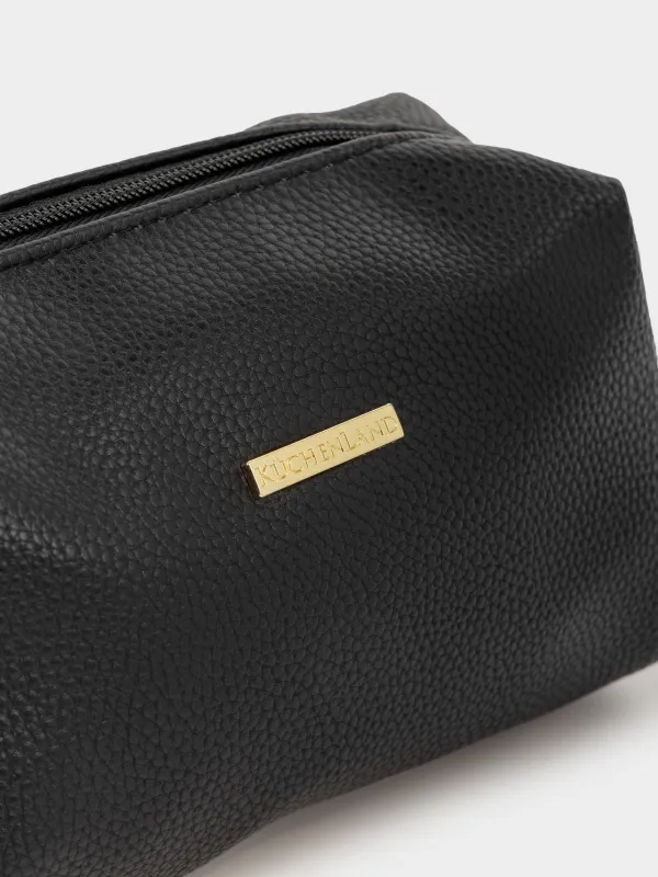 Makeup bag, 18x12 cm, polyurethane, black, Force, image-1