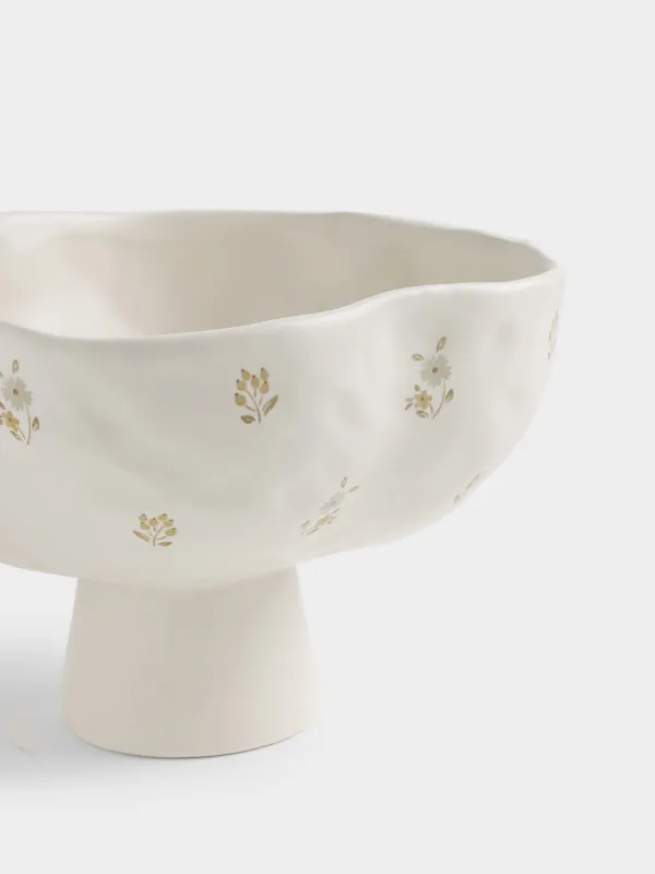 Fruit bowl, 24x15 cm, ceramic, milk, Vintage flowers, La flore, image-2