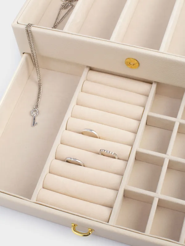 Jewelry box, 26x18 cm, wood/PU leather, ecru, Premiere, image-5