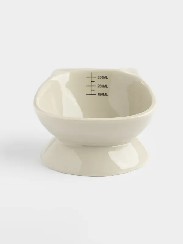 Pet bowl, 13x9 cm, 350 ml, with measuring scale, on a leg, ceramic, grey, Cat, Whiskers, image-0