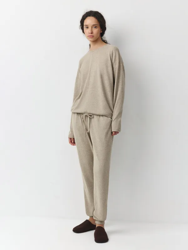 Women's suit, p. L, with trousers, polyester/spandex, beige, Bertha, image-0