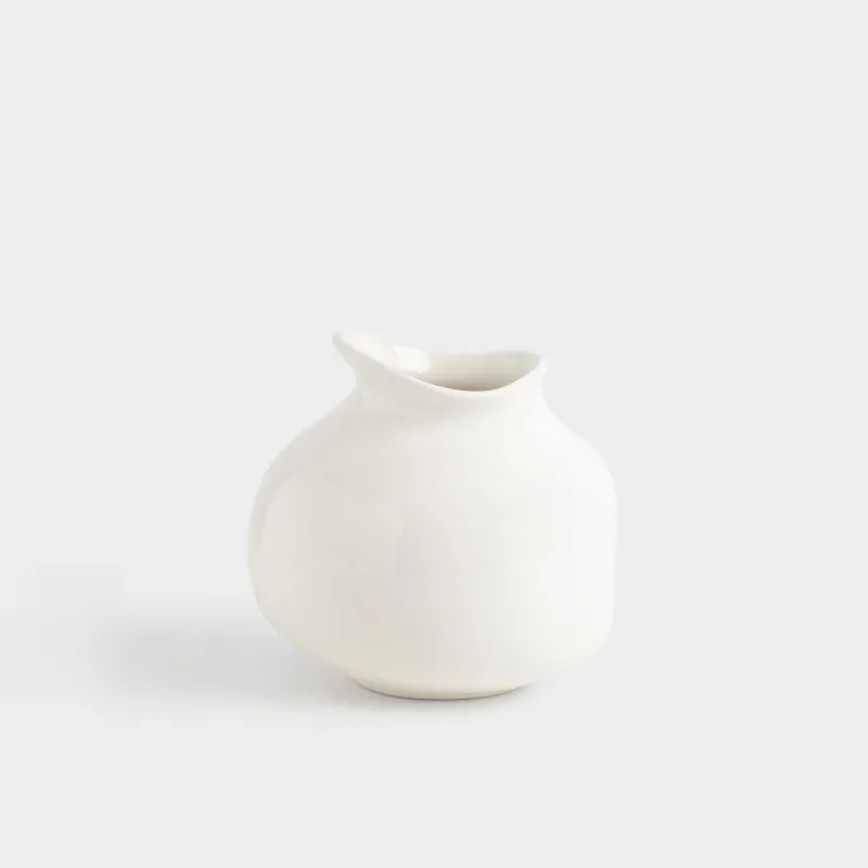Vase for flowers, 20 cm, ceramic, milk, Curves, Antic