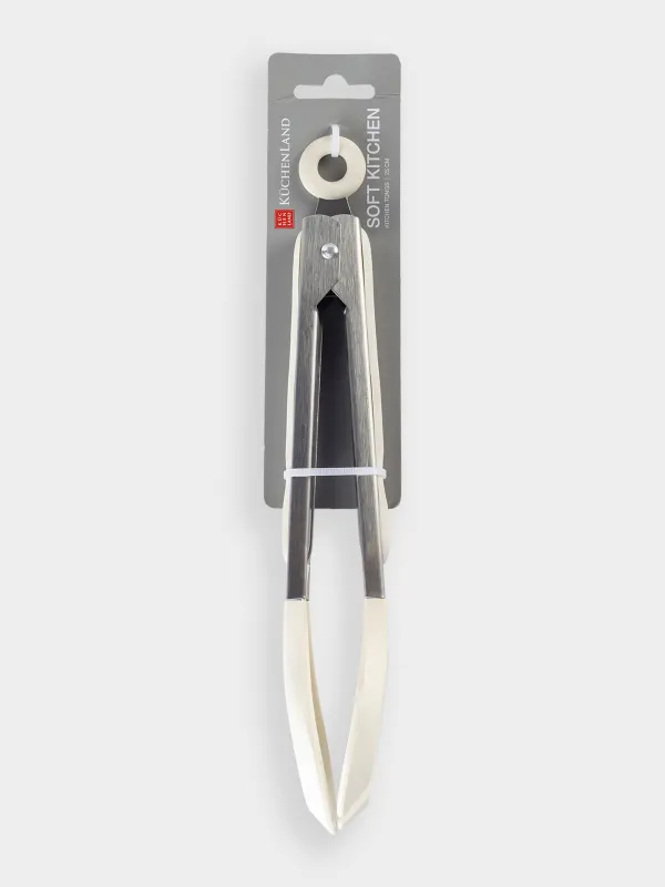 Kitchen tongs, 25 cm, for pasta/salad, silicone/steel, milky, Soft Kitchen, image-5