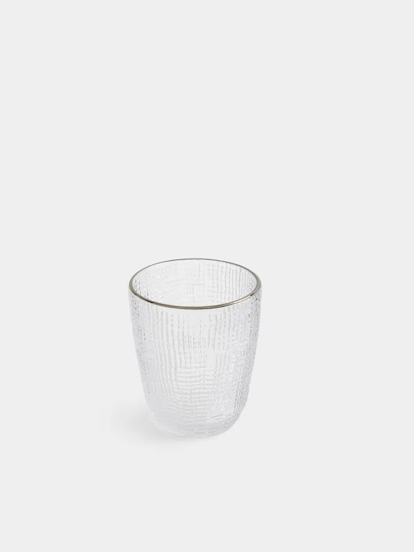 Glass, 10 cm, 320 ml, glass P, with silver edging, Grain silver, image-1