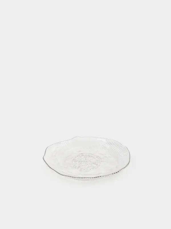 Dinner plate, 27 cm, glass R, with silver edging, Argos silver, image-1