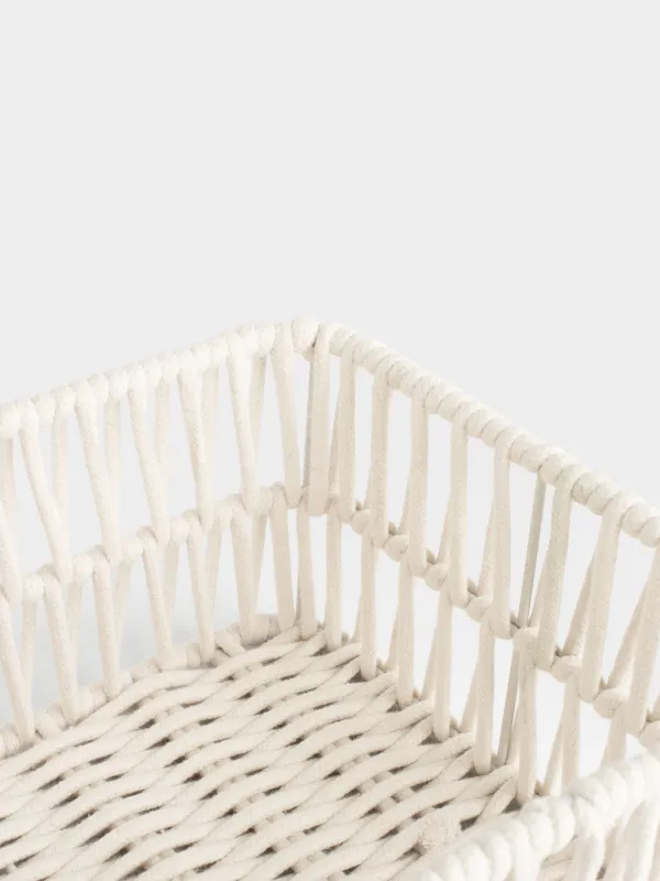 Storage basket, 28x18x11 cm, cotton / metal, rectangular, milky, Weaving, Cozy, image-2