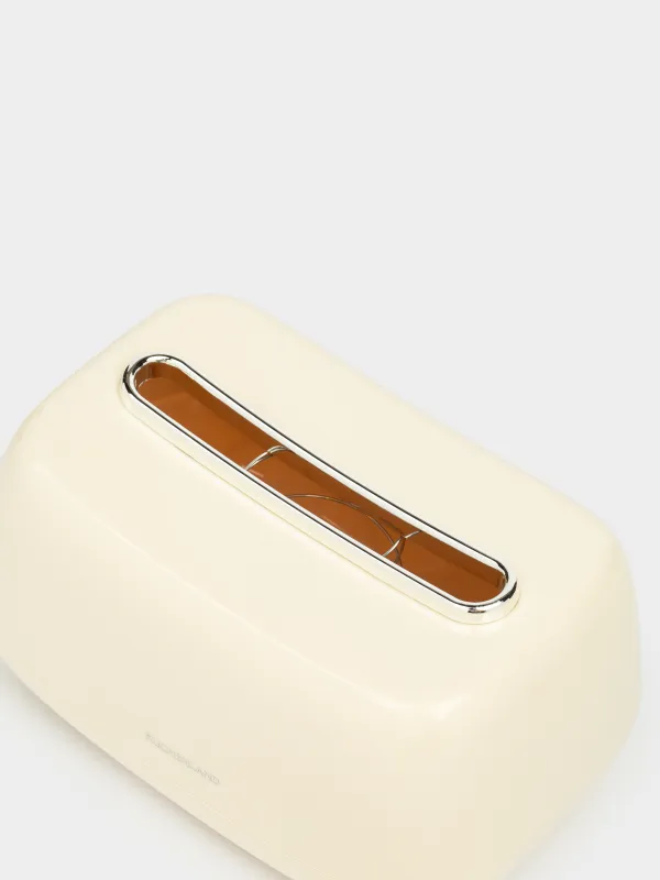 Paper napkin box, 21x14 cm, plastic, beige, Vintage kitchen, image-1