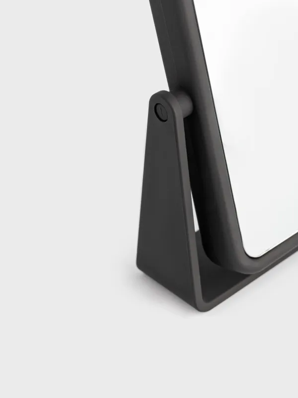 Table mirror, 17 cm, double-sided, plastic, rectangular, black, image-2