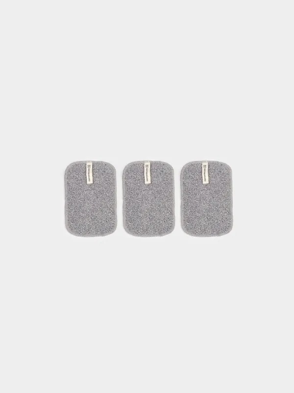 Dishcloth, 15x10 cm, 3 pcs, natural fiber, dark grey, Clean, image-0