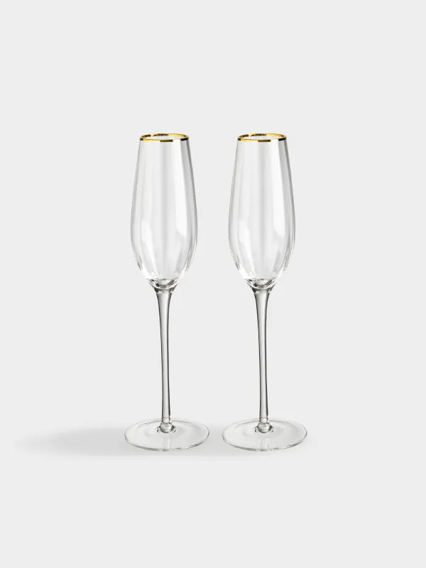 Drinking glass, 210 ml, 2 pcs, glass R, with golden edging, Filo R gold, image-0