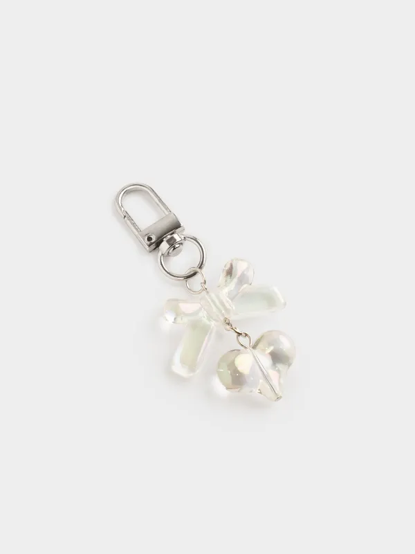 Keychain, 8 cm, acrylic/metal, mother-of-pearl, Heart, Keychain polar, image-1