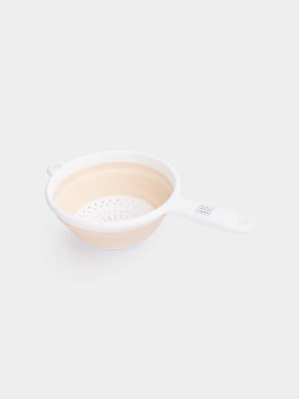 Colander, 33 cm, foldable, with handle, plastic / rubber, gray-beige, Foldaway, image-2