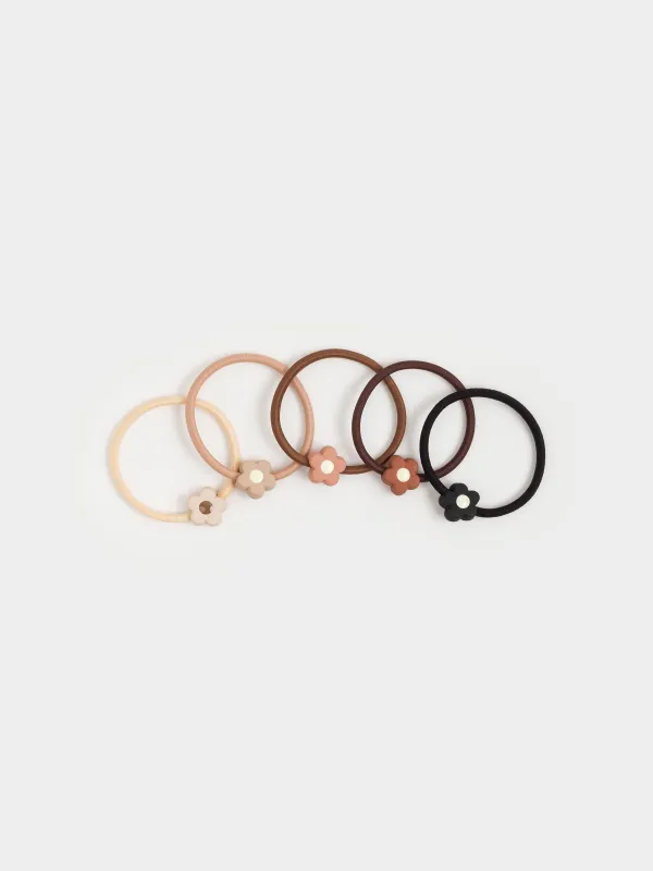 Elastic band for hair, 4 cm, 5 pcs, Polyester / plastic, mix, Flower, Gracile, image-1