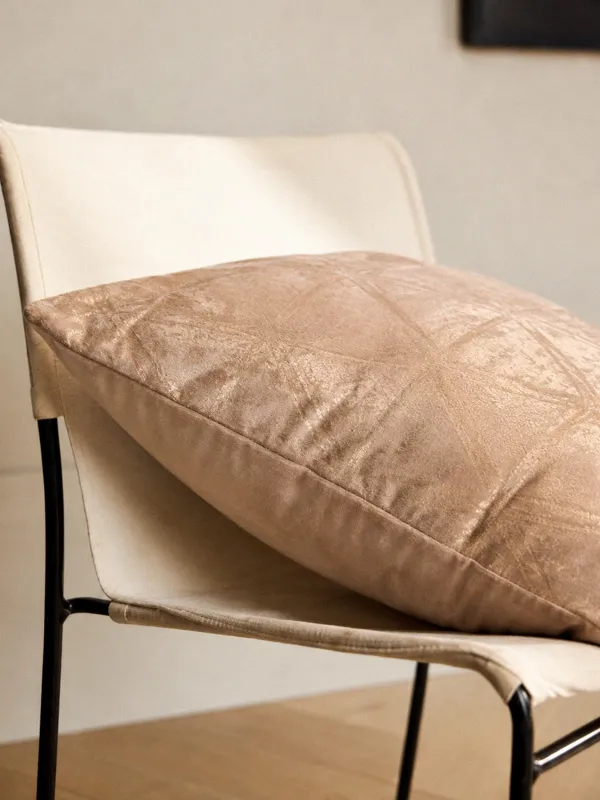 Decorative pillow, 45x45 cm, velvet, grey, Golden patterns, Abstract, image-3