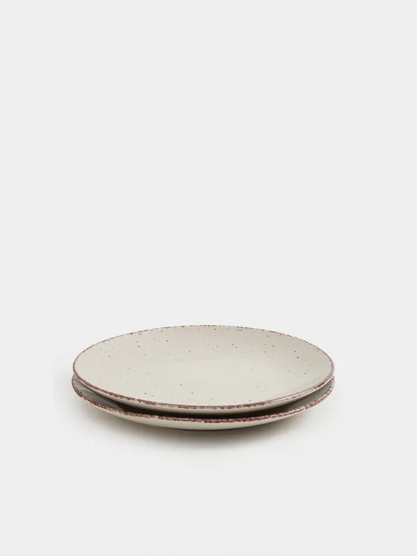 Snack plate, 21 cm, 2 pieces, ceramic, beige, speckled, Speckled, image-1