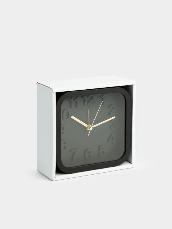 Alarm clock, 13 cm, plastic / glass, square, Black, Dial, image-6