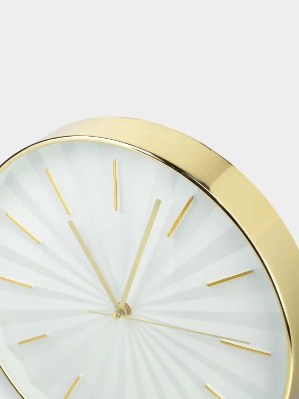 Wall clock, 30 cm, plastic, round, golden white, Fantastic gold, image-3