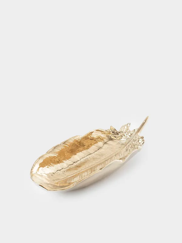Decorative dish, 35x13 cm, porcelain P, golden, Feather, Royal jungle, image-0
